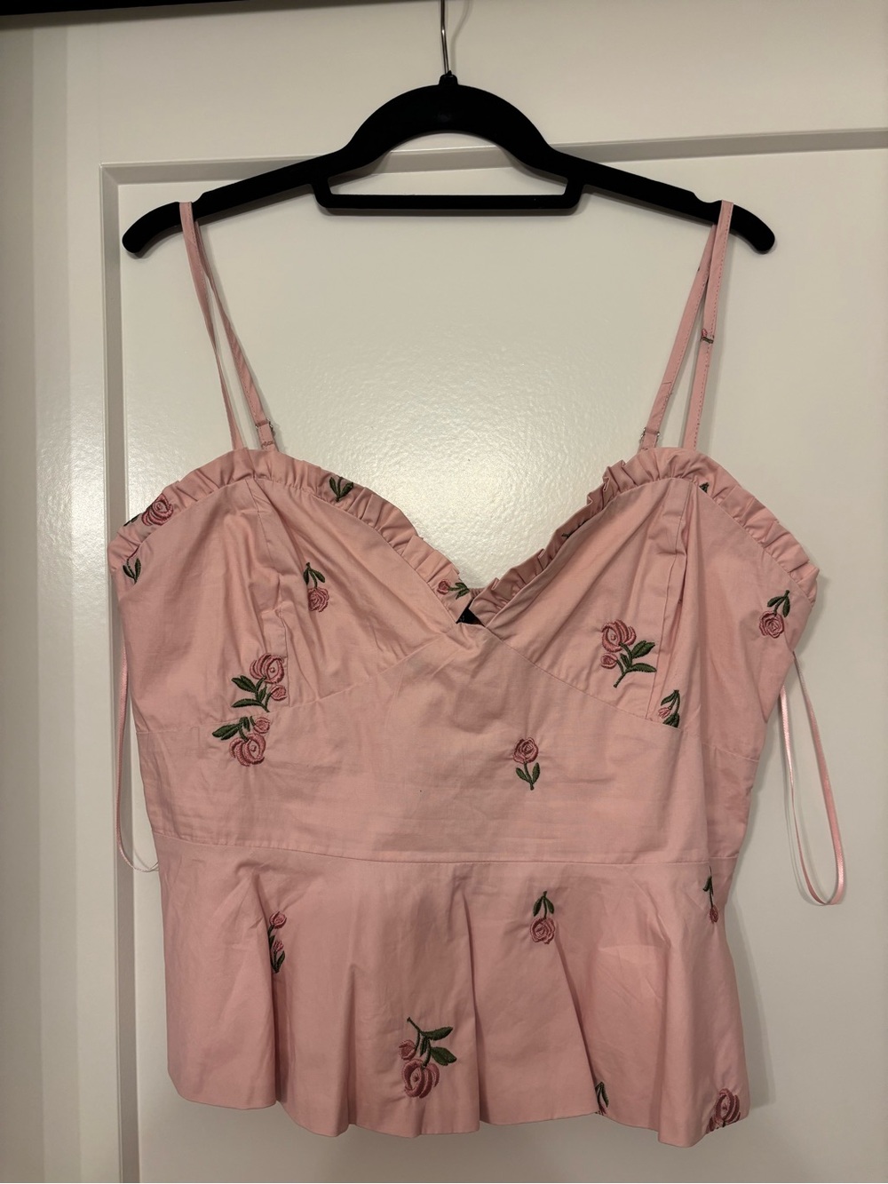 Fate Pink Embroidered Rose Peplum top